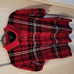 Nautica polo shirt Men's L Red Navy White Tartan plaid